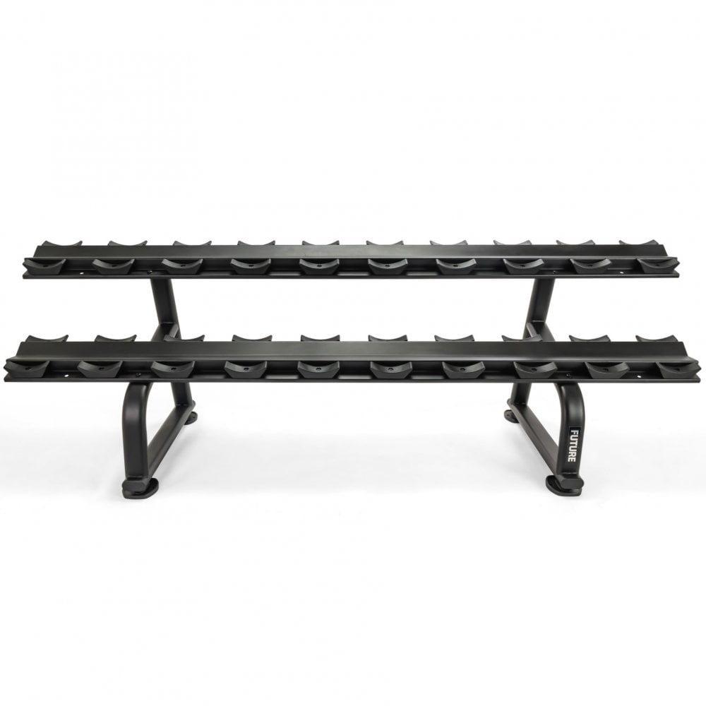 10 Pair, 2 Tier Horizontal Dumbbell Rack