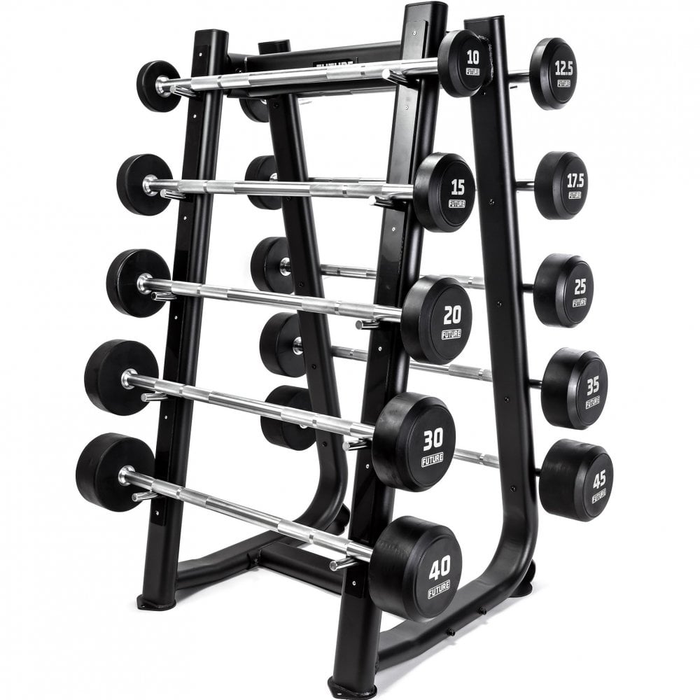 10 - 45kg Premium Rubber Barbell Set & Rack
