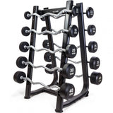 10 - 45kg Premium Rubber EZ Curl Barbell Set & Rack