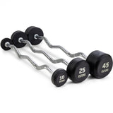 10 - 45kg Premium Rubber EZ Curl Barbell Set