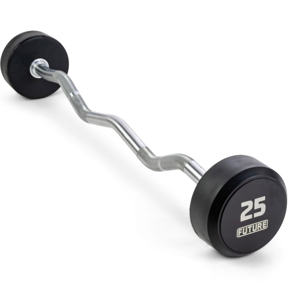 10 - 45kg Premium Rubber EZ Curl Barbell Set