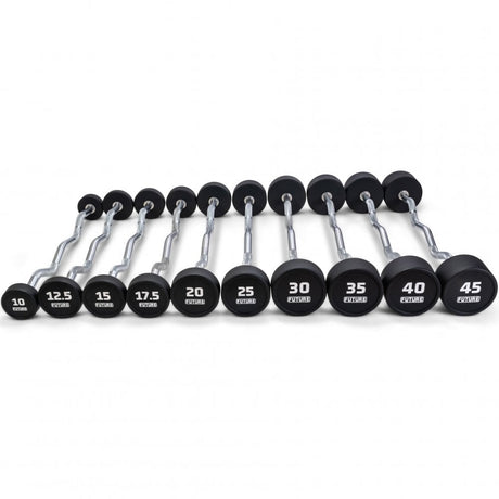 10 - 45kg Premium Urethane EZ Curl Barbell Set