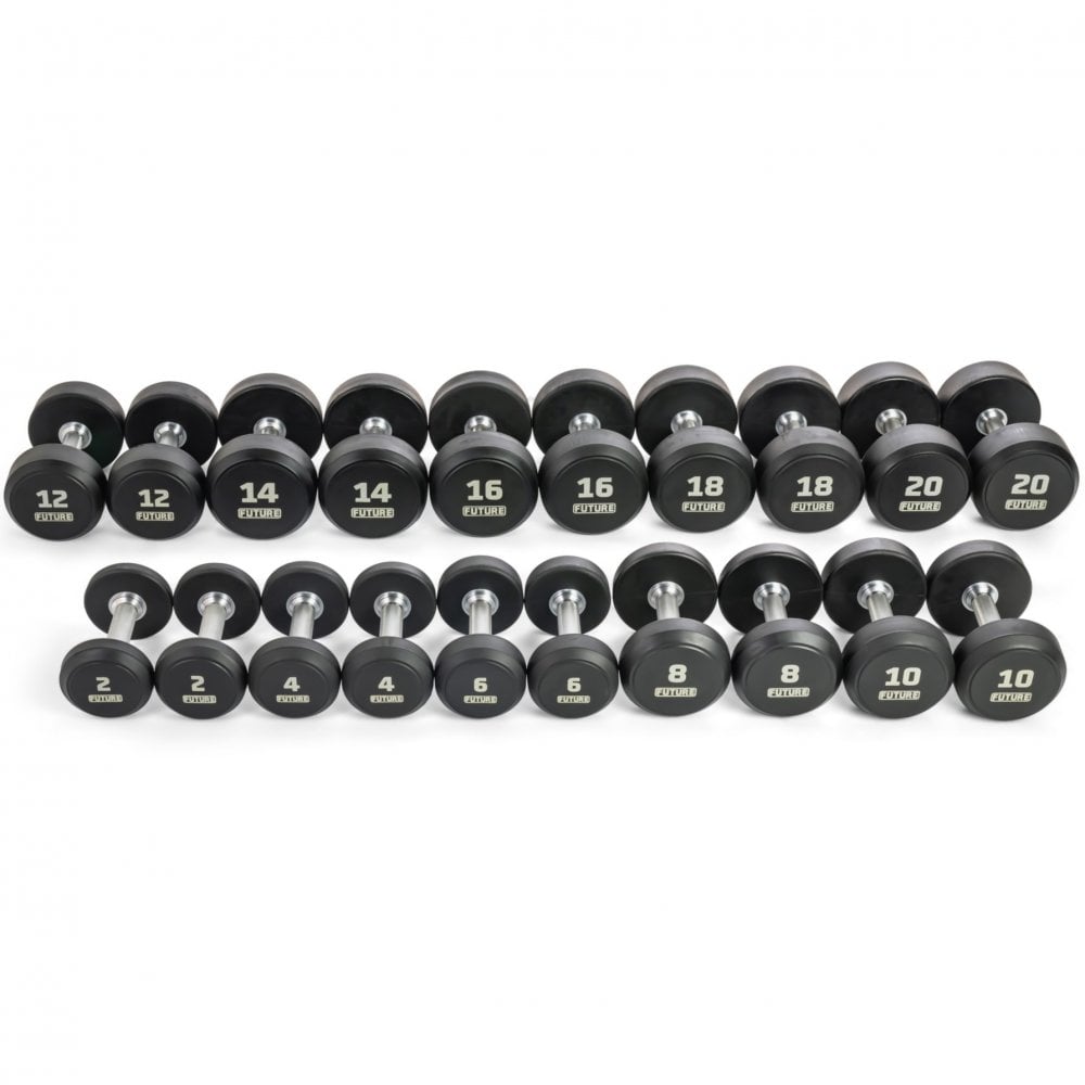 2 - 20kg Premium Rubber Dumbbell Set & Vertical Rack