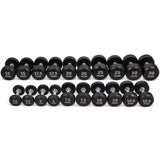 2.5 - 30kg Premium Rubber Dumbbell Set & 3 Tier Rack (10 Pairs)